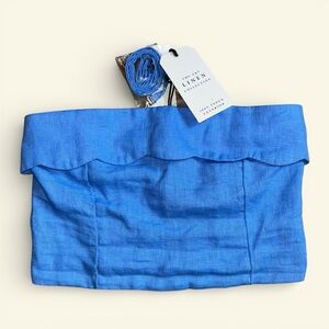 NWT Abercrombie & Fitch Premium Linen Blue Strapless Scallop Corset Top Size XXS